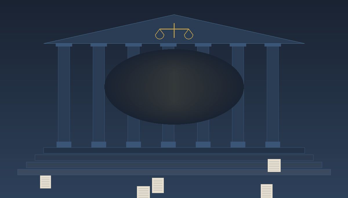 Declaring bankruptcy in the UK - courthouse and scales of justice