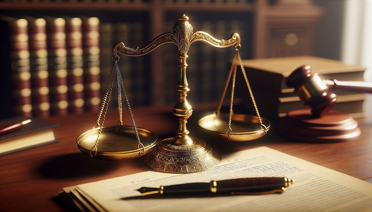 Voluntary bankruptcy in the UK - scales of justice on a desk