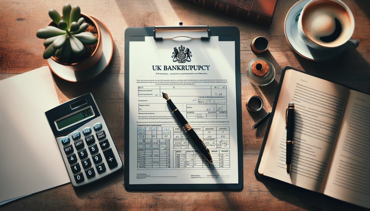 Declare yourself bankrupt in the UK - paperwork and documents on a desk