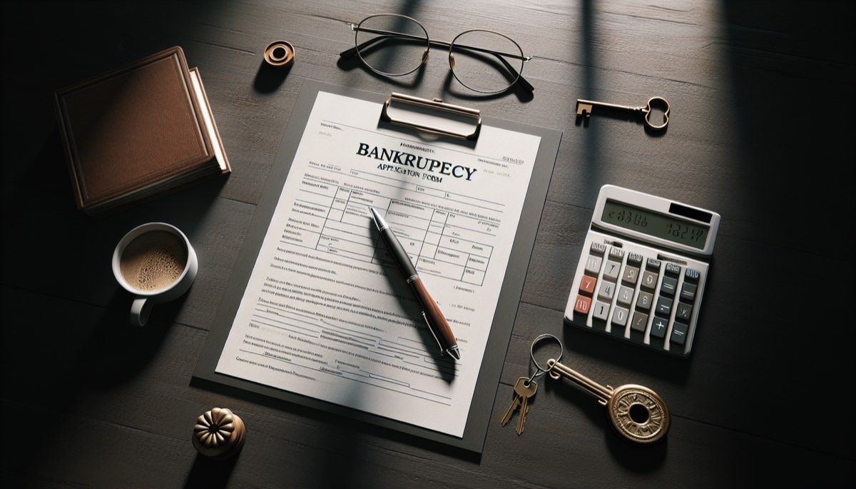 How to declare bankruptcy in the UK - documents and calculator on a desk