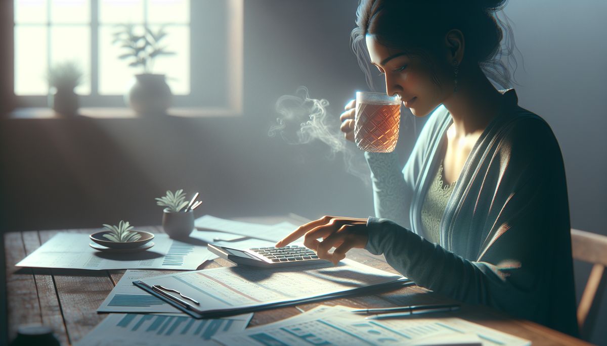 Person reviewing debt management plan documents at a desk