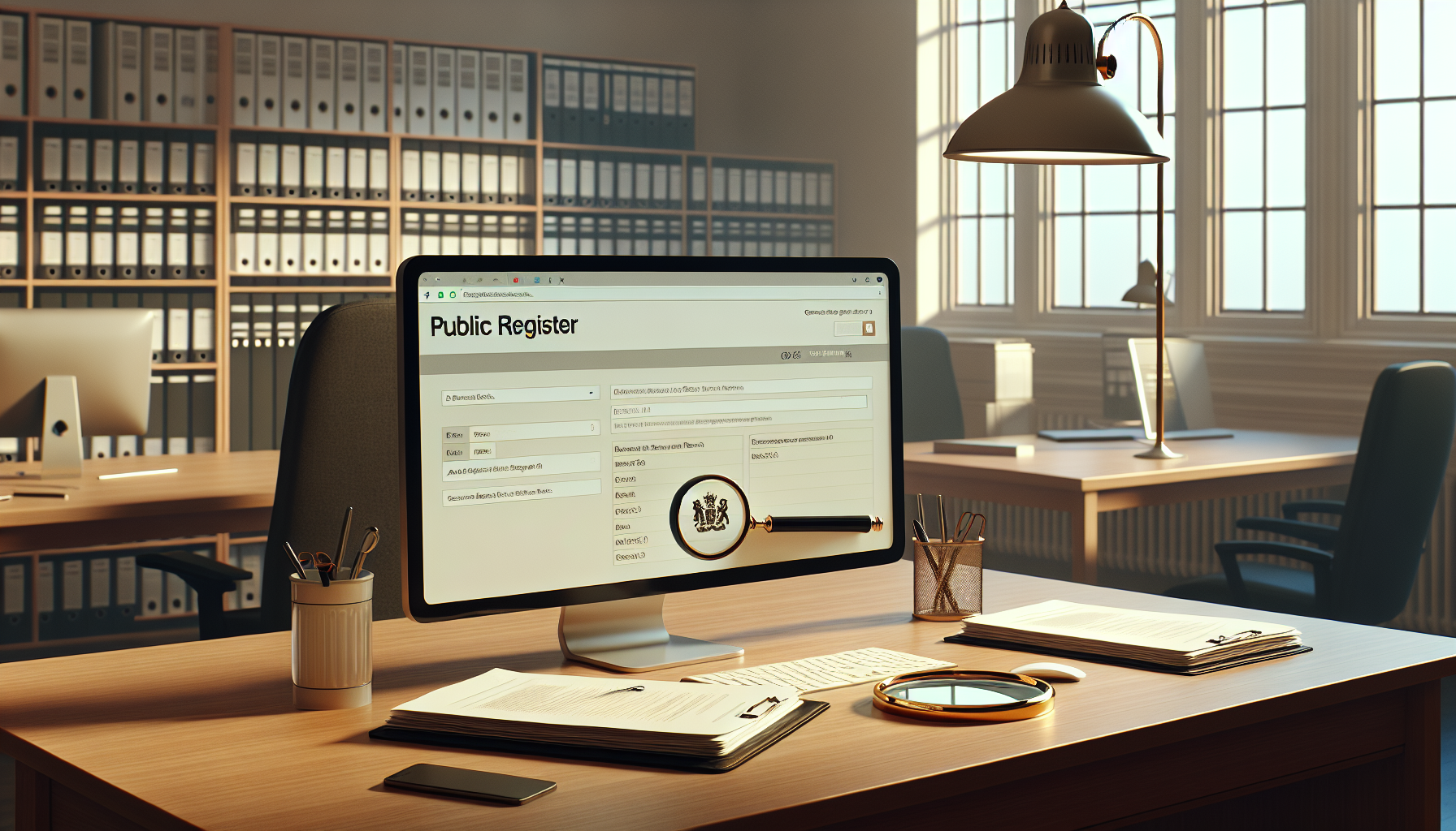 Individual Insolvency Register search on a computer screen in a professional office setting